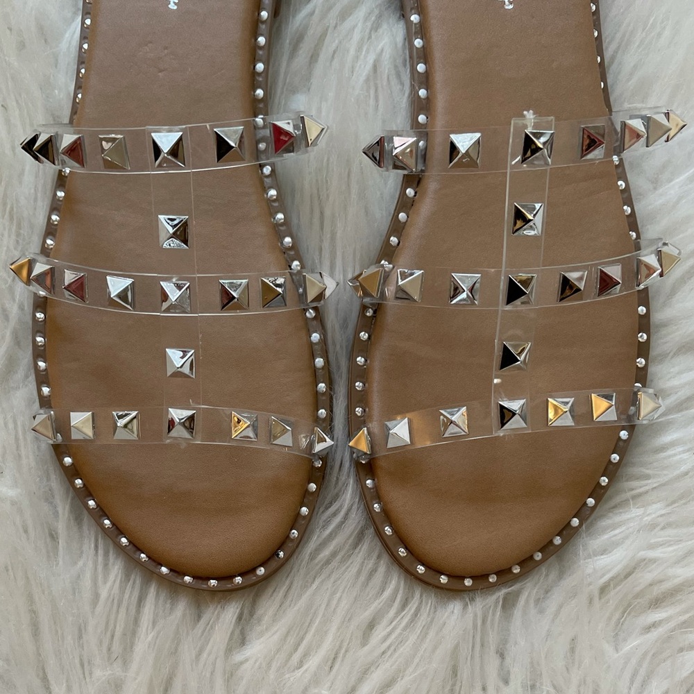 Clear Strap Spiked Sandals